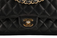 0872. Chanel Classic Medium Double Flap Black Caviar, Gold Hardware7