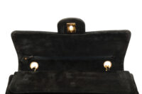 0875 Chanel Medium Chevron V-Stitch Black Suede Flap Bag, Gold Hardware10