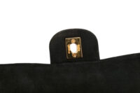0875 Chanel Medium Chevron V-Stitch Black Suede Flap Bag, Gold Hardware13