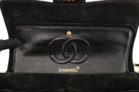 0875 Chanel Medium Chevron V-Stitch Black Suede Flap Bag, Gold Hardware14