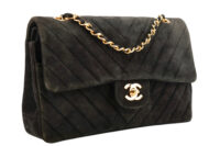 0875 Chanel Medium Chevron V-Stitch Black Suede Flap Bag, Gold Hardware3