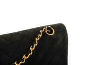 0875 Chanel Medium Chevron V-Stitch Black Suede Flap Bag, Gold Hardware7