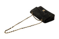 0875 Chanel Medium Chevron V-Stitch Black Suede Flap Bag, Gold Hardware8