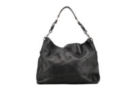 0882. Prada Milano Black Leather Tote, Silver Hardware1