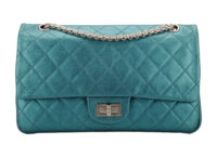 0886. Chanel Reissue 2.55 Cyan Double Flap Bag, Silver Hardware1