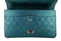 0886. Chanel Reissue 2.55 Cyan Double Flap Bag, Silver Hardware14