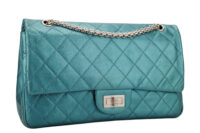 0886. Chanel Reissue 2.55 Cyan Double Flap Bag, Silver Hardware2