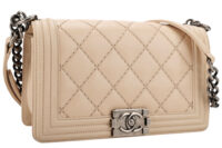0887. Chanel Boy Cream Bag, Ruthenium Hardware3