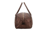 0889. Chanel Luxe Ligne Bowler Brown bag, Bronze Hardware4