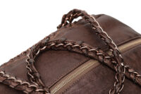 0889. Chanel Luxe Ligne Bowler Brown bag, Bronze Hardware9