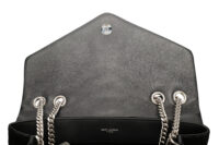 0892. Saint Laurent Lou Lou Black Quilted Suede Bag, Silver Hardware NEW11