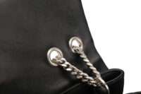 0892. Saint Laurent Lou Lou Black Quilted Suede Bag, Silver Hardware NEW13