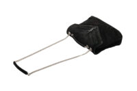 0892. Saint Laurent Lou Lou Black Quilted Suede Bag, Silver Hardware NEW18