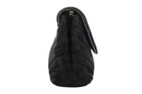 0892. Saint Laurent Lou Lou Black Quilted Suede Bag, Silver Hardware NEW3