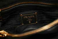 0897. Prada Vitello Daino Black tote, Gold Hardware10