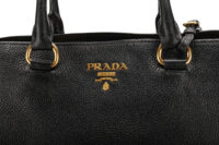 0897. Prada Vitello Daino Black tote, Gold Hardware6