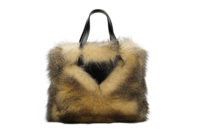 0900. Prada Faux-Fur Cream:Black Leather tote bag, Silver hardware5