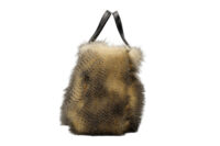 0900. Prada Faux-Fur Cream:Black Leather tote bag, Silver hardware6