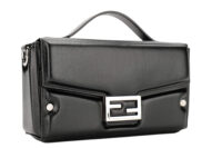 0903. Fendi Nappa Baguette Soft Trunk Black Leather, Silver Hardware2