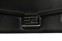 0903. Fendi Nappa Baguette Soft Trunk Black Leather, Silver Hardware6