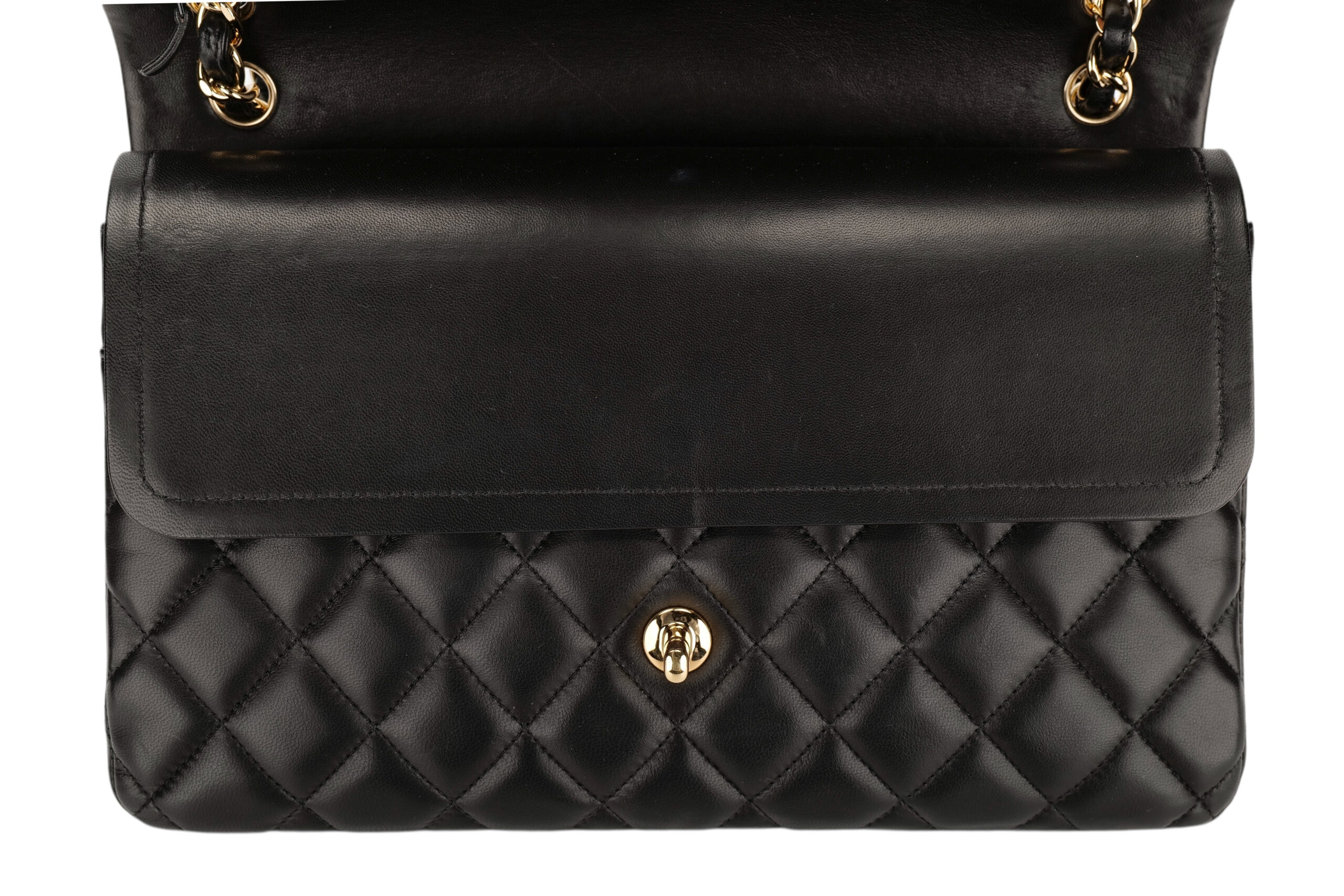 0924. Chanel Classic Jumbo Double Flap Black Lambskin Leather, Gold Hardware10