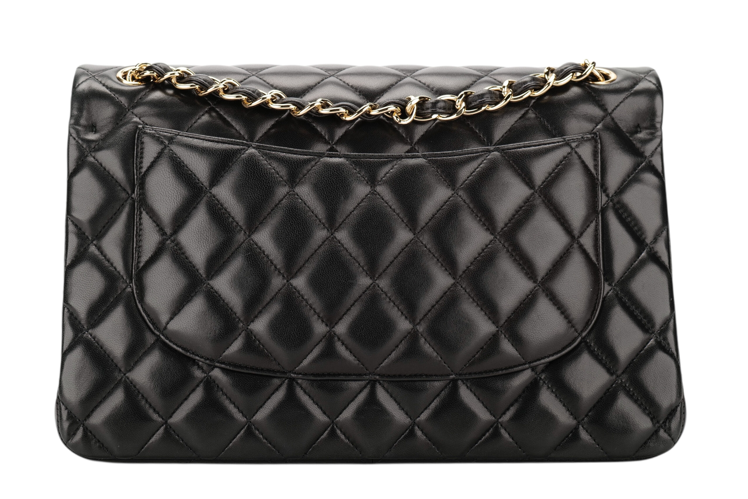 0924. Chanel Classic Jumbo Double Flap Black Lambskin Leather, Gold Hardware4