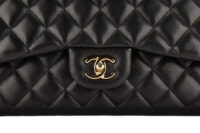 0924. Chanel Classic Jumbo Double Flap Black Lambskin Leather, Gold Hardware7