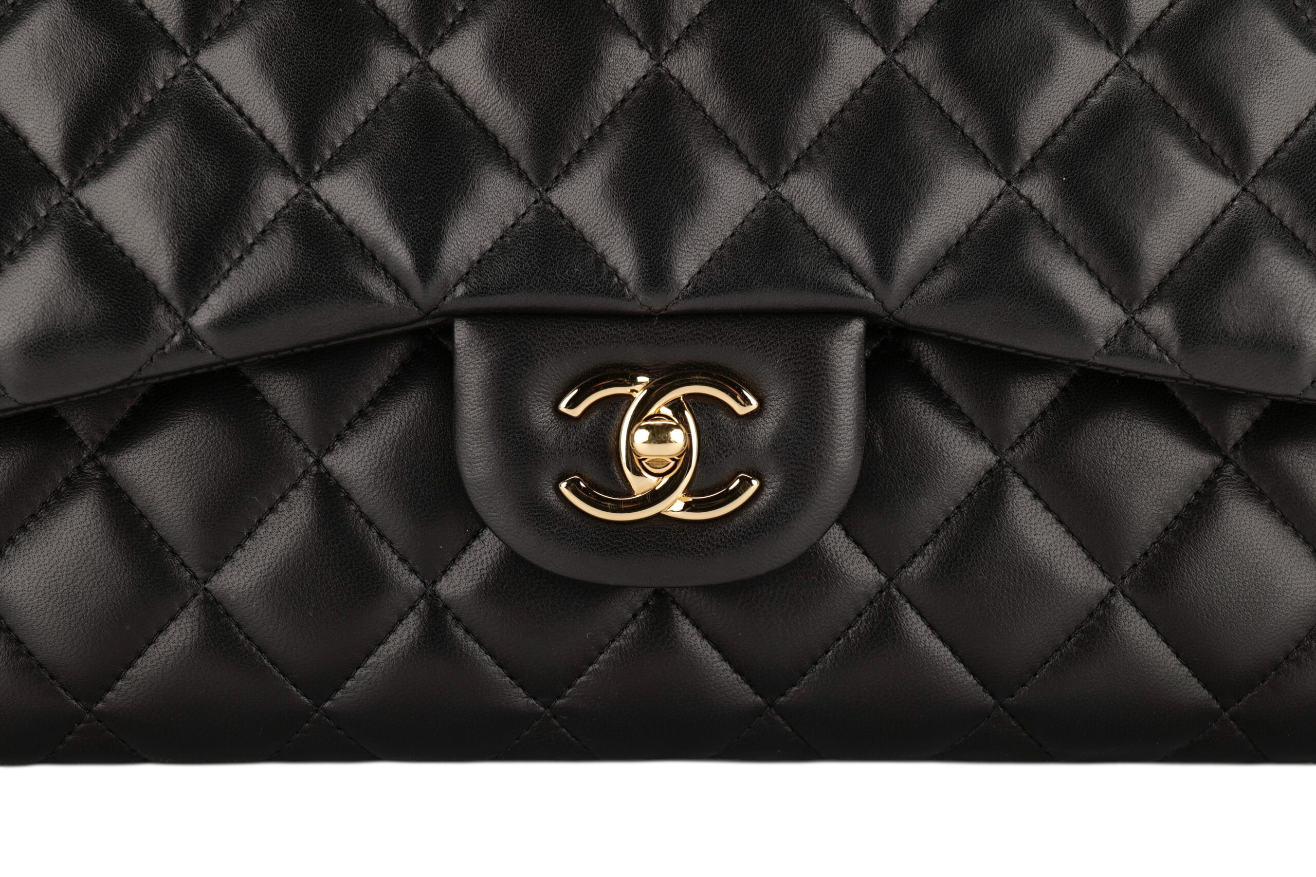0924. Chanel Classic Jumbo Double Flap Black Lambskin Leather, Gold Hardware7