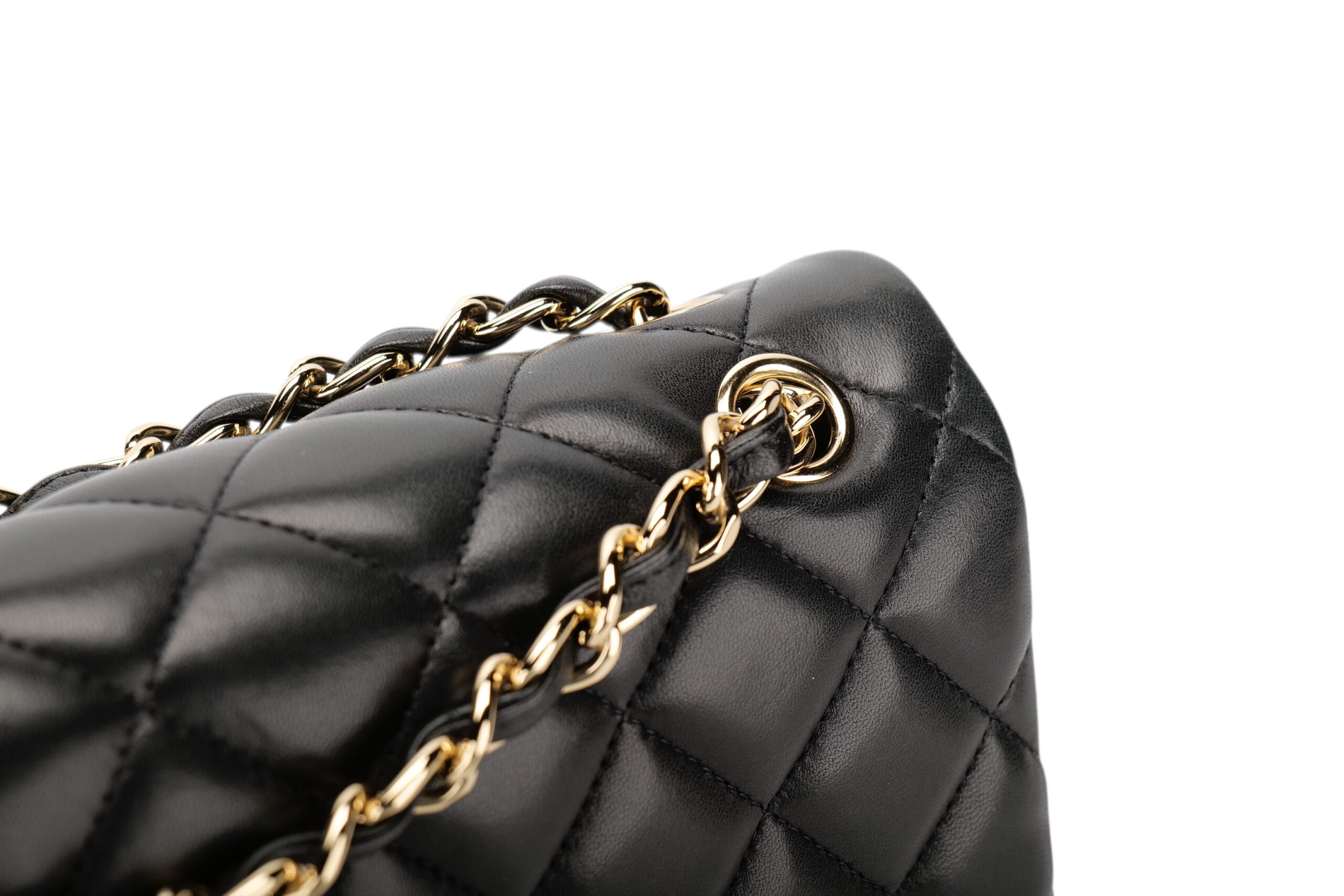 0924. Chanel Classic Jumbo Double Flap Black Lambskin Leather, Gold Hardware8