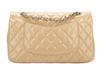 0927. Chanel Classic Patent Double Flap Beige Bag, Gold Hardware6