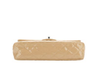 0927. Chanel Classic Patent Double Flap Beige Bag, Gold Hardware8