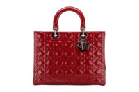 0931. Christian Dior, Lady Dior Large Red Patent Handbag, Silver Hardware1