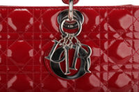 0931. Christian Dior, Lady Dior Large Red Patent Handbag, Silver Hardware6