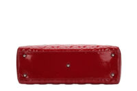 0931. Christian Dior, Lady Dior Large Red Patent Handbag, Silver Hardware7