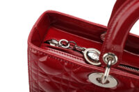 0931. Christian Dior, Lady Dior Large Red Patent Handbag, Silver Hardware8