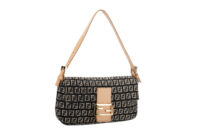 0935. Fendi Zucca Baguette Black and Cream, Gold Hardware3