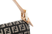 0935. Fendi Zucca Baguette Black and Cream, Gold Hardware7