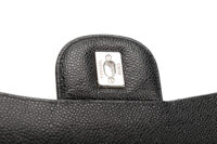0936. Chanel Classic Maxi Double Flap Black Caviar, Silver Hardware13