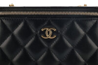 0944. Chanel Black Mini Vanity Case, Gold Hardware10