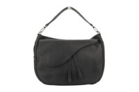 0440. Christian Dior Saddle Large Soft Black Leather Bag, Silver Hardware1