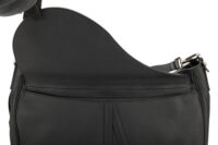 0440. Christian Dior Saddle Large Soft Black Leather Bag, Silver Hardware9