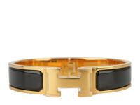 0919. Hermes Clik Bracelet Noir Enamel, Gold Hardware1