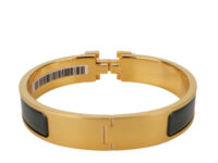 0919. Hermes Clik Bracelet Noir Enamel, Gold Hardware10