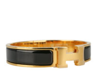 0919. Hermes Clik Bracelet Noir Enamel, Gold Hardware2