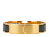 0919. Hermes Clik Bracelet Noir Enamel, Gold Hardware5