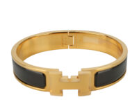 0919. Hermes Clik Bracelet Noir Enamel, Gold Hardware6