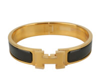 0919. Hermes Clik Bracelet Noir Enamel, Gold Hardware8