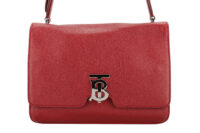 0948. Burberry MD TB Red Leather Shoulder Bag, Silver Hardware1