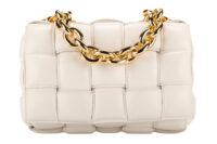 0949. Bottega Padded Cassette White Chain Bag, Gold Hardware1