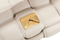 0949. Bottega Padded Cassette White Chain Bag, Gold Hardware12